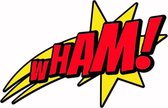 Superhelden sticker - Tekst WHAM! 10cm.