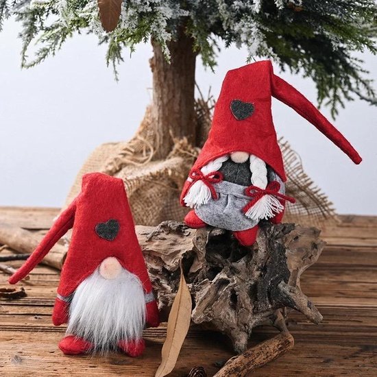 Setje 2 stuks Kerst Zweedse Kabouter Pop -  Pluche Zweedse -  Gnome Kerst Decor - Scandinavische Tomte Nordic - Elf Speelgoed - Xmas Ornament - 2 stuks - Merkloos