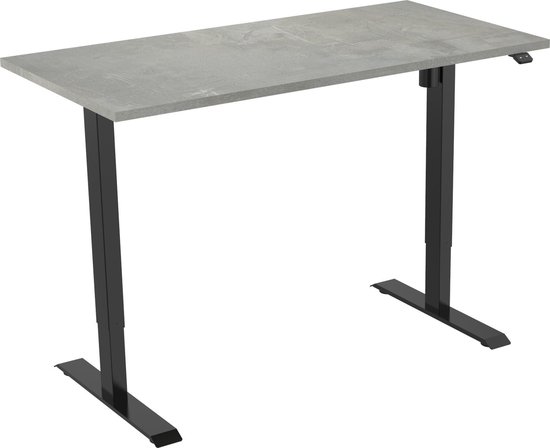 OrangeLabel Euroseats Z1 Zit/Sta bureau. Zwart frame en blad Oxyd 120x80cm. Elektrisch te verstellen.