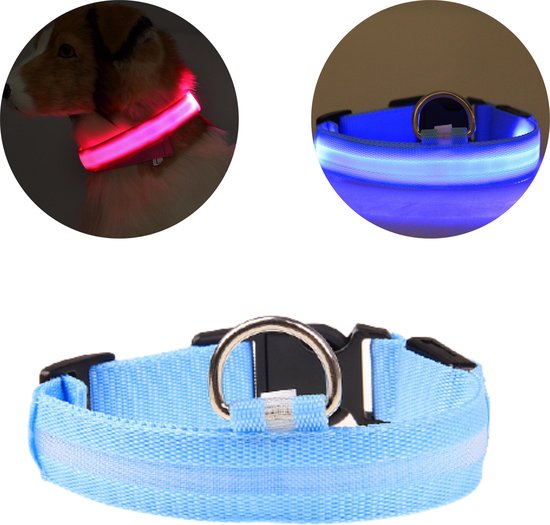 SerDa-Run Hondenhalsband, lichtgevend, verstelbaar veiligheidshondenhalsband met 3 verlichtingsmodi, USB oplaadbaar waterdicht LED lichthalsband voor grote, middelgrote en kleine honden