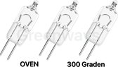 Greenways - Ovenlampje - 5W - G4 - 300 Graden - Hittebestendig - Halogeenlamp - 12 Volt - Burner - Voor in de oven - 5Watt - Steeklampje (3 STUKS)