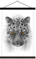 Porte-affiche avec affiche - Affiche scolaire - Léopard - Zwart - Wit - Animal - 60x90 cm - Lattes noires