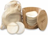 J&W Sustainable Products - 15 Herbruikbare Wattenschijfjes + Bamboe Houder - Wasbare Wattenschijfjes Makeup Pads - Zero Waste