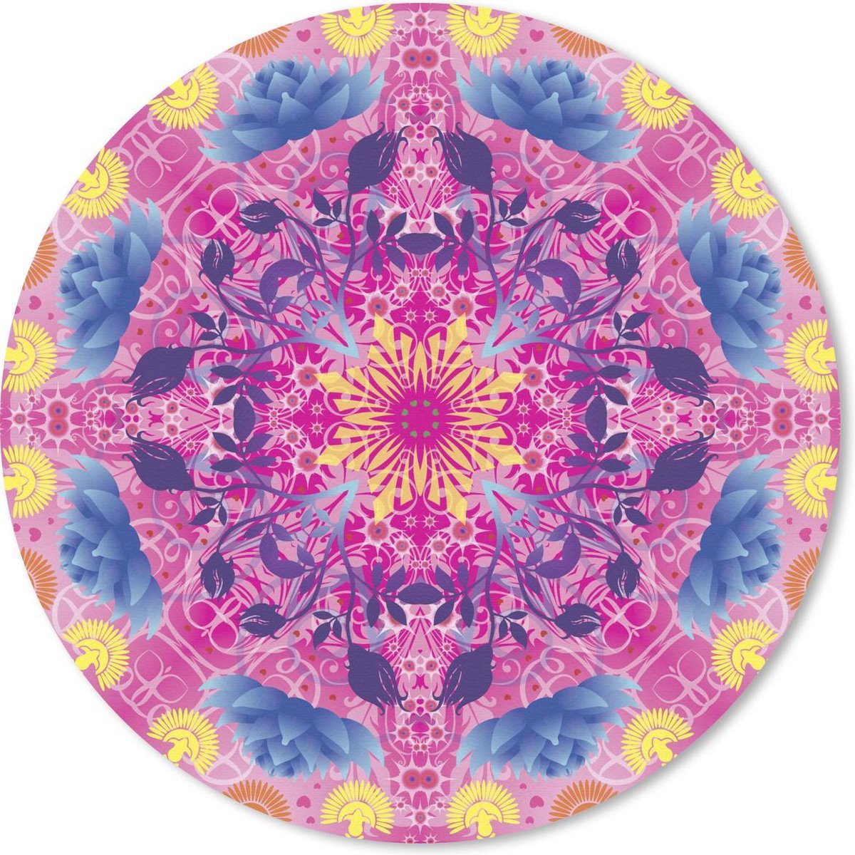 Muismat rond 50x50 cm - Mousepad Mandala kleurrijk - Ronde muismatten