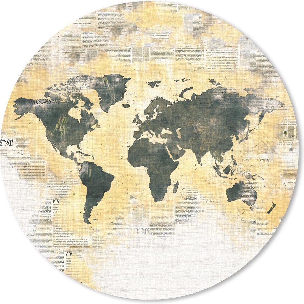 Muismat rond 40x40 cm - Mousepad Wereldkaart - Abstract - Vintage - Ronde muismatten