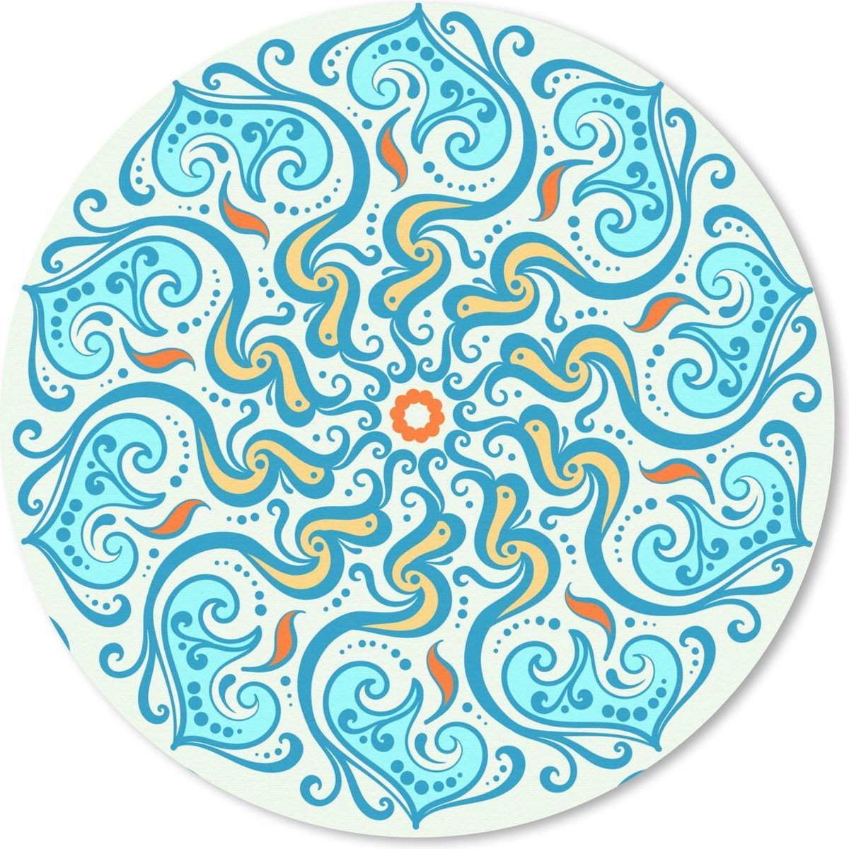 Muismat rond 40x40 cm - Mousepad Mandala - Blauw - Geel - Abstract - Ronde muismatten