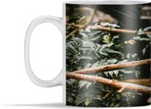 Mok - Twee Balispreeuwen tussen de groene bladeren - 350 ml - Beker