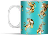 Mok - Tijgers - Patroon - Blauw - 350 ml - Beker