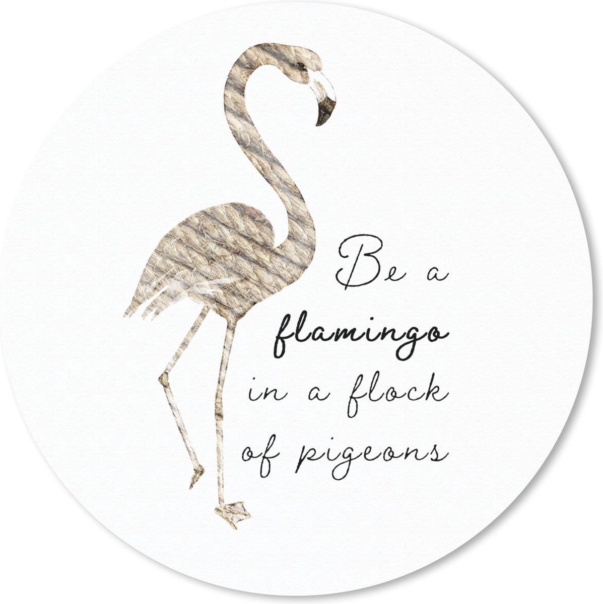Muismat rond 50x50 cm - Mousepad Flamingo - Vogel - Lijn - Ronde muismatten