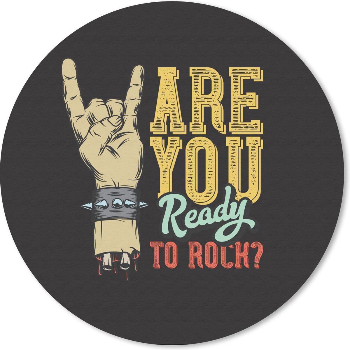Muismat rond 40x40 cm - Mousepad Armband - Rock - Vintage - Ronde muismatten
