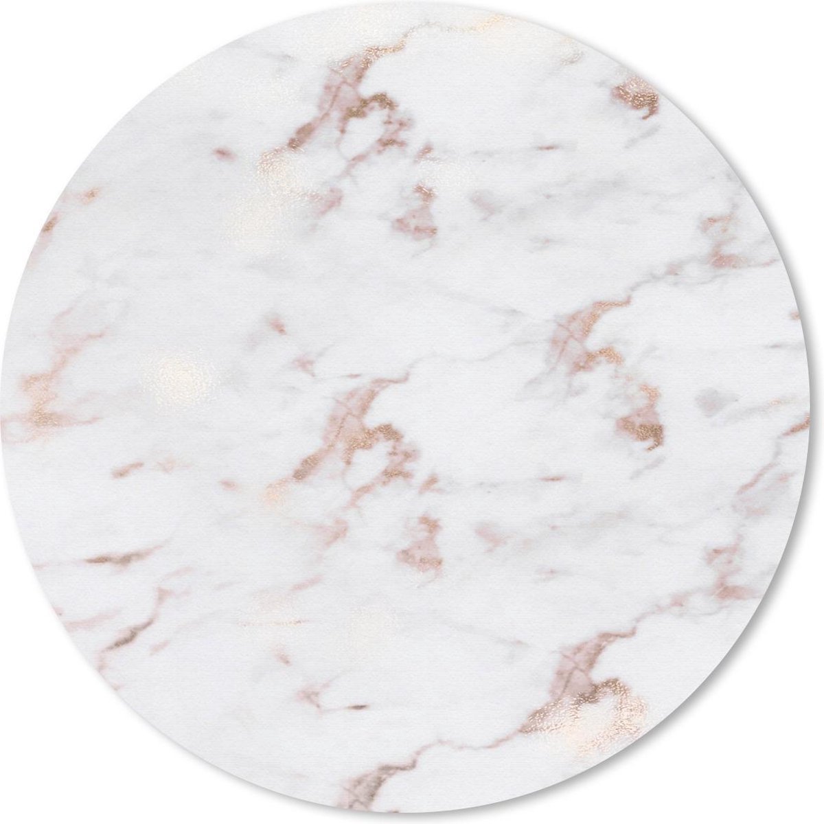Muismat rond 50x50 cm - Mousepad Marmer - Wit - Roze - Ronde muismatten