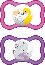 MAM Schildpad / Eendje / Olifant en Konijn - Fopspenen Air - Lila / Paars - Silicone - BPA vrij - 6-16 maanden - Set van 2
