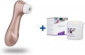 Satisfyer Pro 2 Next Generation - Luchtdruk Vibrator + Exotiq Massagekaars - Violet Rose