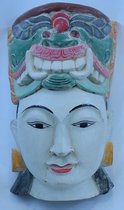 Handgemaakt Houtsnijwerk masker, Aziatisch, Burma: circa 31 cm hoog, 22 cm breed, 13 cm diep.