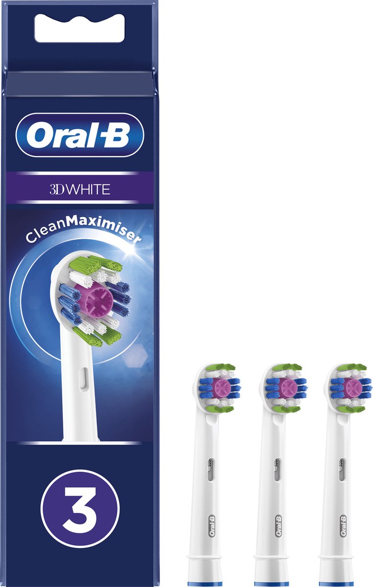 Oral-B 3D White Opzetborstel Met CleanMaximiser-technologie, Verpakking Van 3Stuks