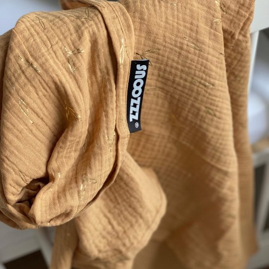 Snoozzz Hydrofiel doek XL Swaddle - de beste kwaliteit zachte Hydrofiel - 100% katoen - 120 x 120 cm - camel goud van SNOO — afbeelding 5