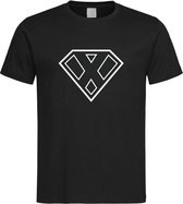 Zwart t-Shirt met letter X “ Superman “ Logo print Wit Size XXXXL