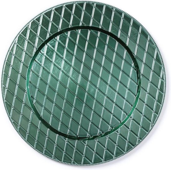 1x stuks kaarsenborden/onderborden groen met motief 33 cm – Kaarsenbord/onderzet bord voor kaarsen