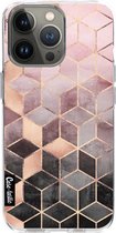 Casetastic Apple iPhone 13 Pro Hoesje - Softcover Hoesje met Design - Soft Pink Gradient Cubes Print