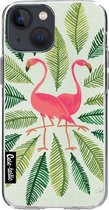 Casetastic Apple iPhone 13 mini Hoesje - Softcover Hoesje met Design - Flamingos Green Print