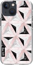 Casetastic Apple iPhone 13 mini Hoesje - Softcover Hoesje met Design - Marble Triangle Blocks Pink Print
