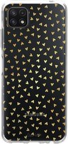 Casetastic Samsung Galaxy A22 (2021) 5G Hoesje - Softcover Hoesje met Design - Golden Hearts Transparant Print