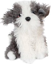 knuffelhond junior 19 cm pluche wit/grijs