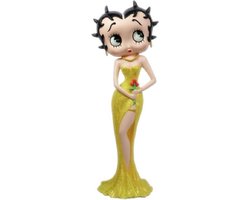 Betty Boop Met Bloemen In Een Gele Glitter Jurk