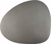1x Skinnatur Placemat leder – metallic zilver – silver  – 46x40cm - gerecycleerd leer – tafeldecoratie - onderlegger