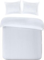 Luxe Katoen/Satijn Lits-jumeaux Dekbedovertrek Satin Stripe Wit | 240x200/220 | Luxe En Comfortabel | Hoogwaardige Kwaliteit