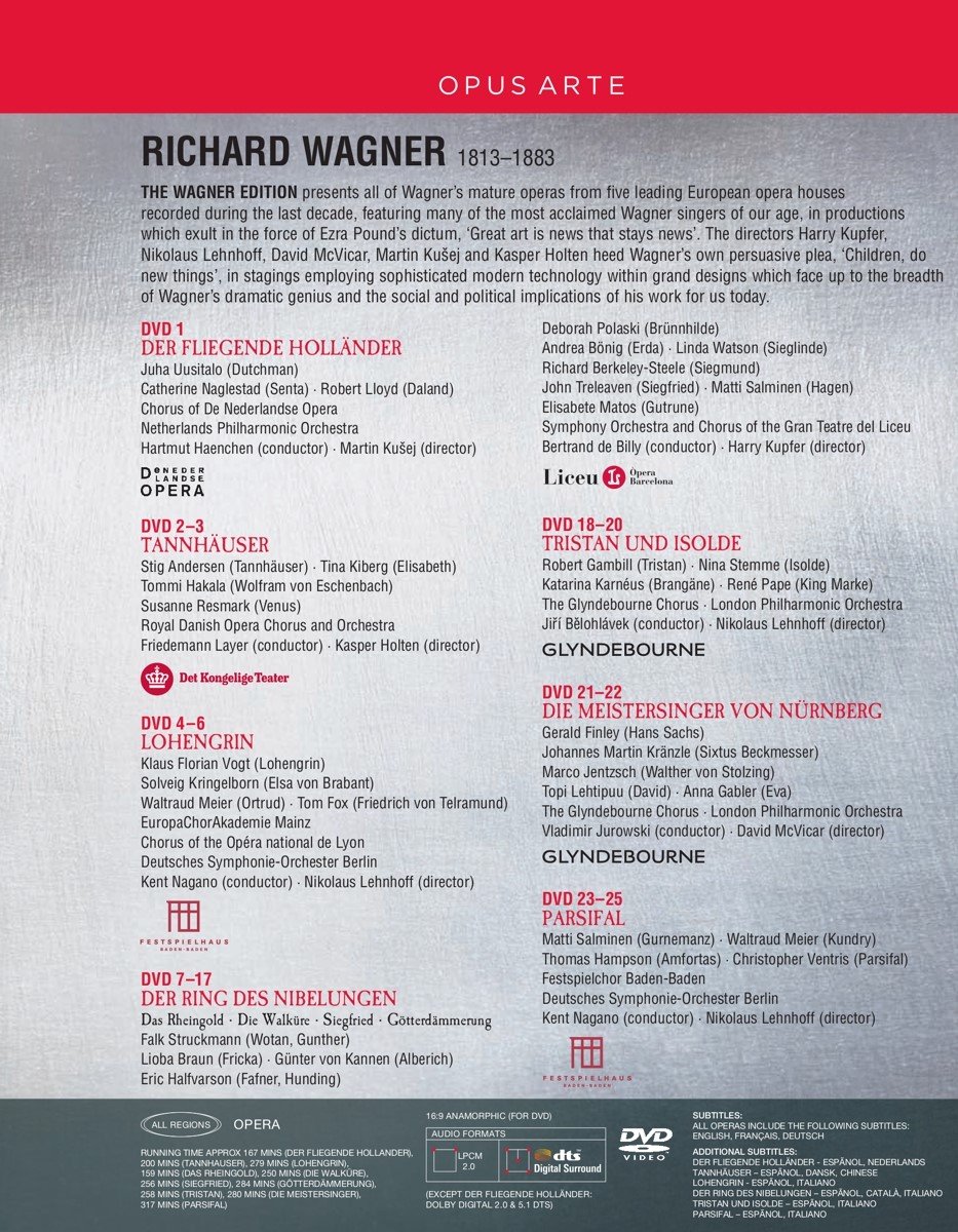 De Nederlandse Opera/Liceu/Glyndebo - The Wagner Edition (25 DVD), Liceu |  Muziek | bol.com