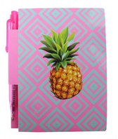 notitieboekje ananas met pen 8 x 11 cm roze
