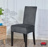 BankhoesDiscounter® Velvet Stoelhoes - Maat M - Donkergrijs - Hoes voor uw Eetkamer stoelen
