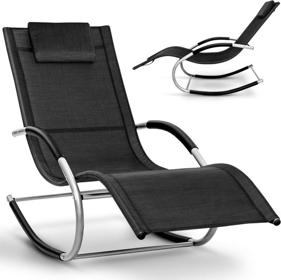 Tillvex- chaise berçante noire - transat de jardin - transat relax -  transat... | bol.com