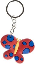 sleutelhanger vlinder meisjes 5,5 cm rubber rood