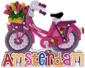 magneet fiets Holland - Amsterdam 6 cm roze