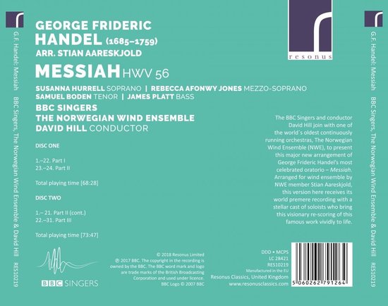 BBC Singers - G.F. Händel - Messiah (2 CD), The Norwegian Wind Ensemble