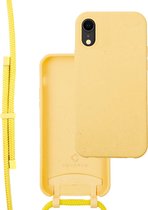 Coverzs Bio silicone case met koord geschikt voor Apple iPhone Xr - geel