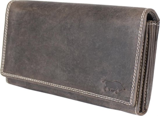 Modèle de portefeuille de luxe en cuir pour femme avec poche à glissière - Marron foncé