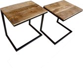 Sunfield Salontafel | Set van 2 | Woonkamertafel Set | Bijzettafel Atlanta | Metalen frame | zwart