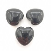 Knuffelsteen Hart - Obsidiaan - in een leuk cadeau zakje - edelsteen
