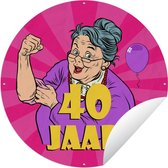 Tuincirkel Vrouw - Verjaardag - 40 Jaar - 90x90 cm - Ronde Tuinposter - Buiten