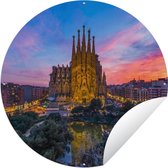 Tuincirkel Sagrada Familia - Barcelona - Spanje - 60x60 cm - Ronde Tuinposter - Buiten