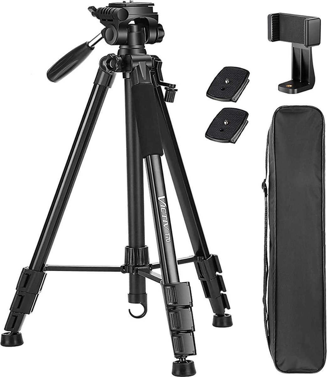 JOILCAN Camerastatief voor Canon Nikon, 74 inch lichtgewicht DSLR-statief, camerastatief met afneembare kop en universele telefoonhouder, versterkte aluminium hoge statieven voor vlog live streaming