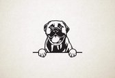 Bullmastiff - hond met pootjes - S - 39x51cm - Zwart - wanddecoratie