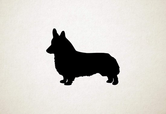 Cardigan Welsh Corgi - Silhouette hond - L - 74x95cm - Zwart - wanddecoratie