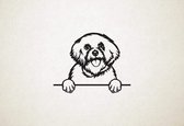 Bichon Frise - hond met pootjes - M - 59x74cm - Zwart - wanddecoratie