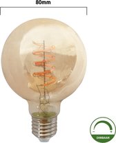 LED Filament Globe lamp amber - spiraal | 80mm | 4 Watt | Dimbaar | 2400K - Extra warm