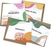 Tallies Cards - greeting - ansichtkaarten - Bedankt - Thank You - Abstract  - Set van 4 wenskaarten - Inclusief kraft envelop - bedankkaart - bedankt - 100% Duurzaam