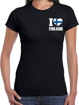 I love Finland t-shirt zwart op borst voor dames - Finland landen shirt - supporter kleding M